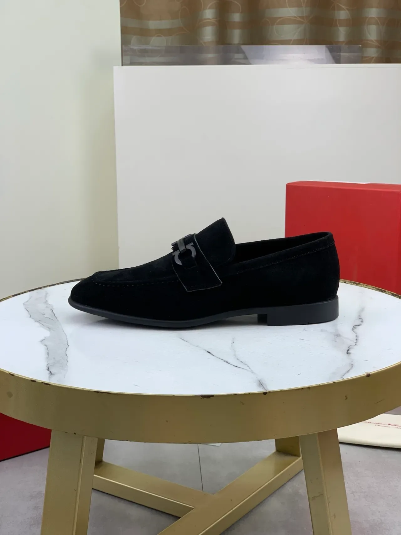 Salvatore Ferragamo Gancini Loafer Black Suede Loafers 5