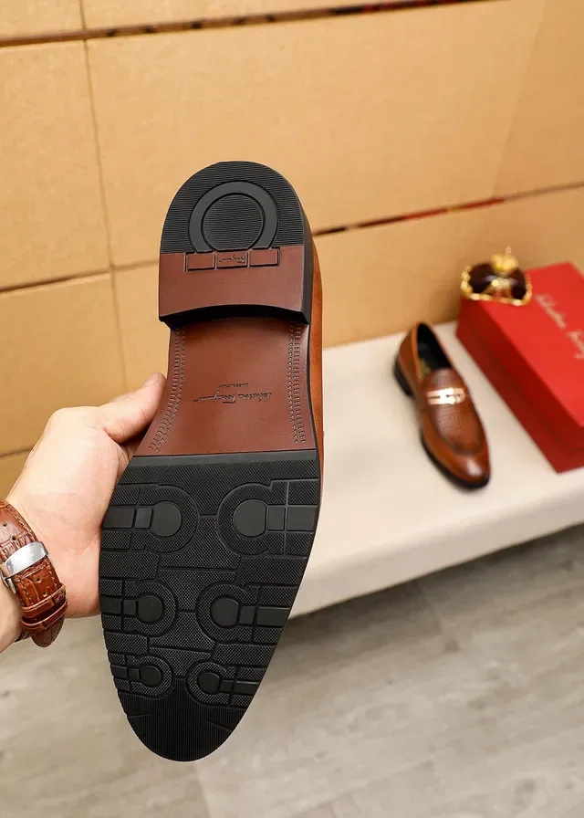 Salvatore Ferragamo Gancini Woven Leather Brown Loafers 2