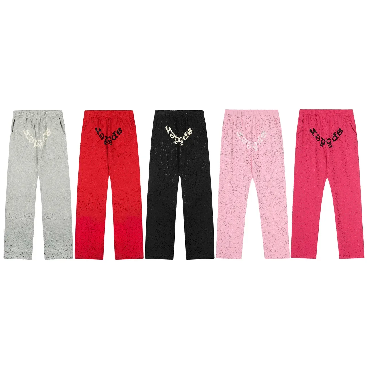 Sp5der Red Perforated Fabric Texture Arched Embroidered Logo Tracksuit 3
