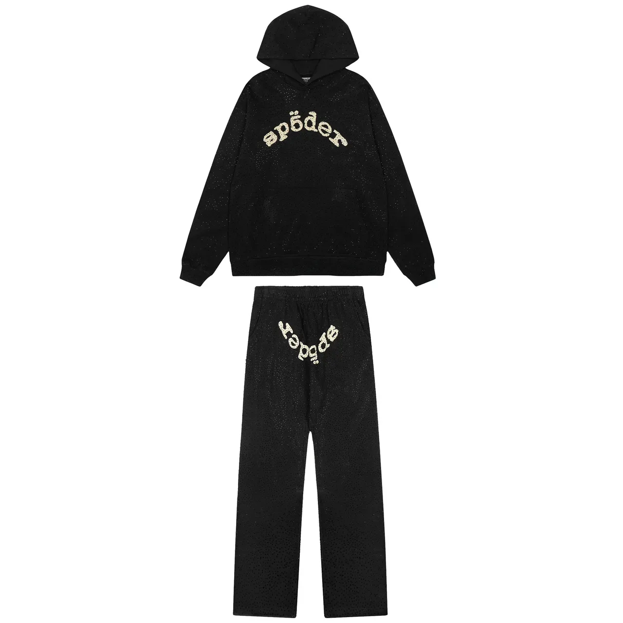 Sp5der Red Perforated Fabric Texture Arched Embroidered Logo Tracksuit 6