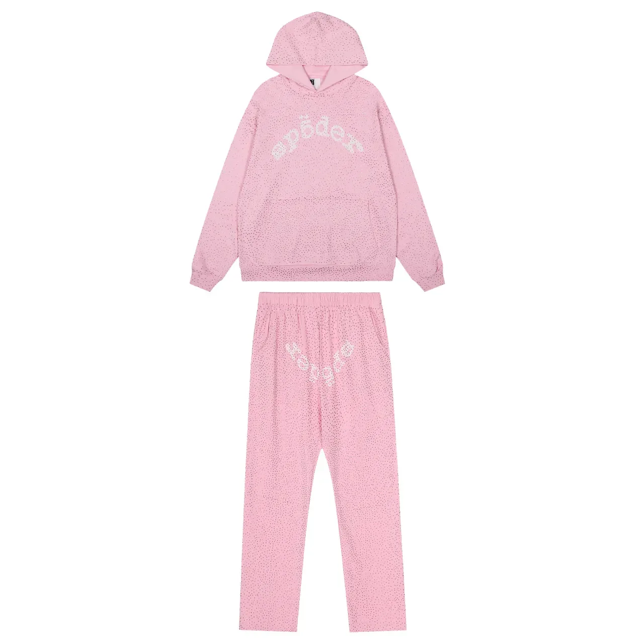 Sp5der Red Perforated Fabric Texture Arched Embroidered Logo Tracksuit 7