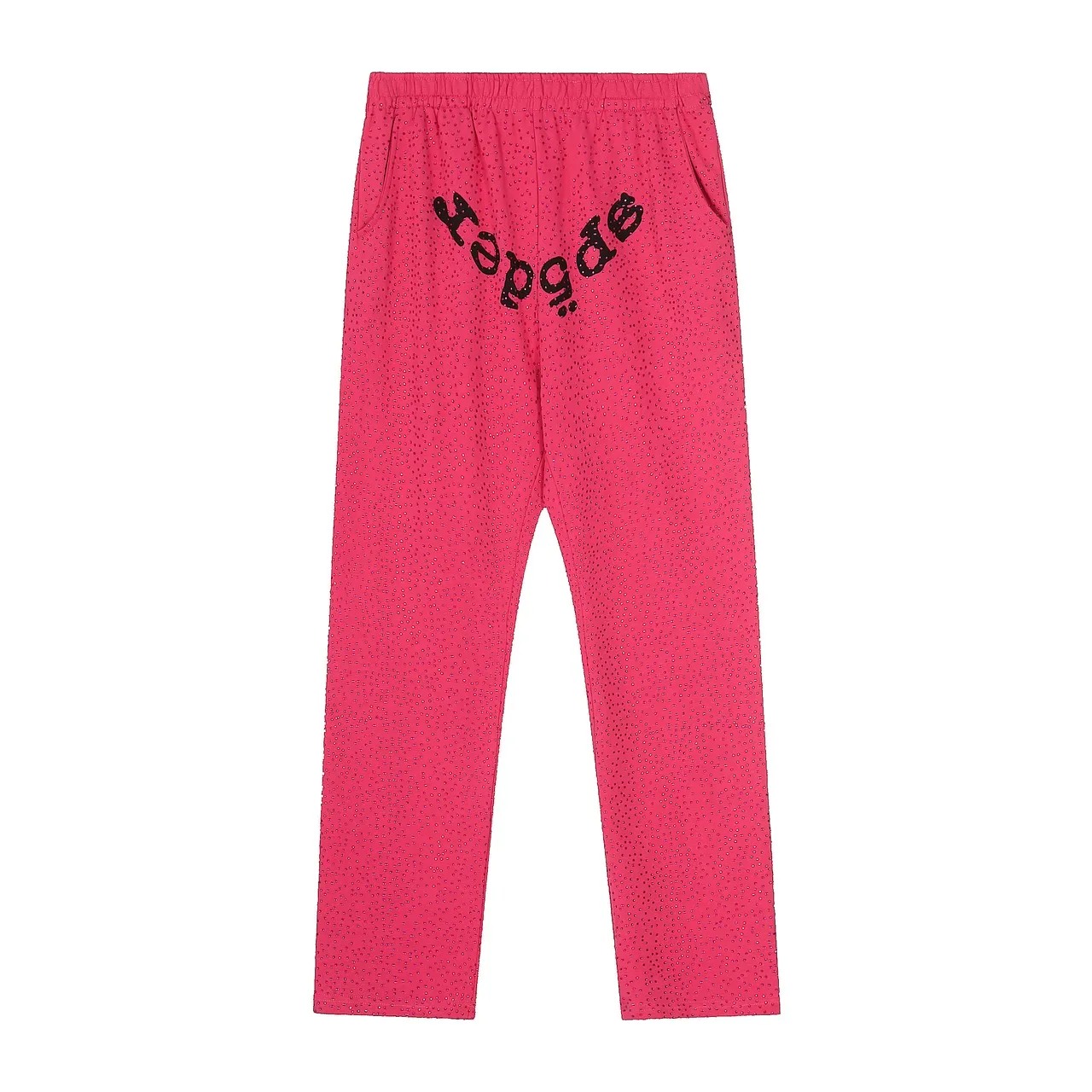Sp5der Red Perforated Fabric Texture Arched Embroidered Logo Tracksuit 10