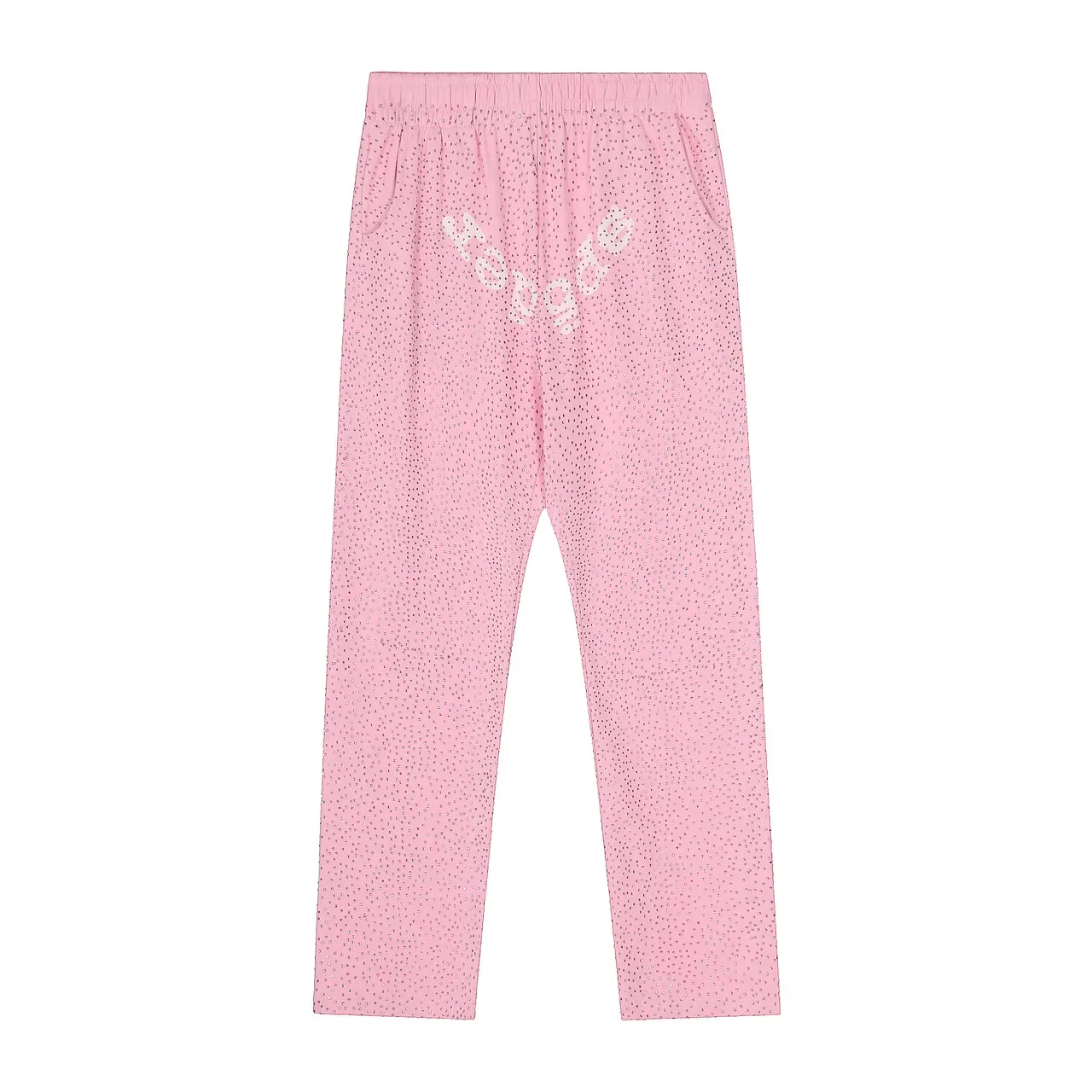Sp5der Red Perforated Fabric Texture Arched Embroidered Logo Tracksuit 12