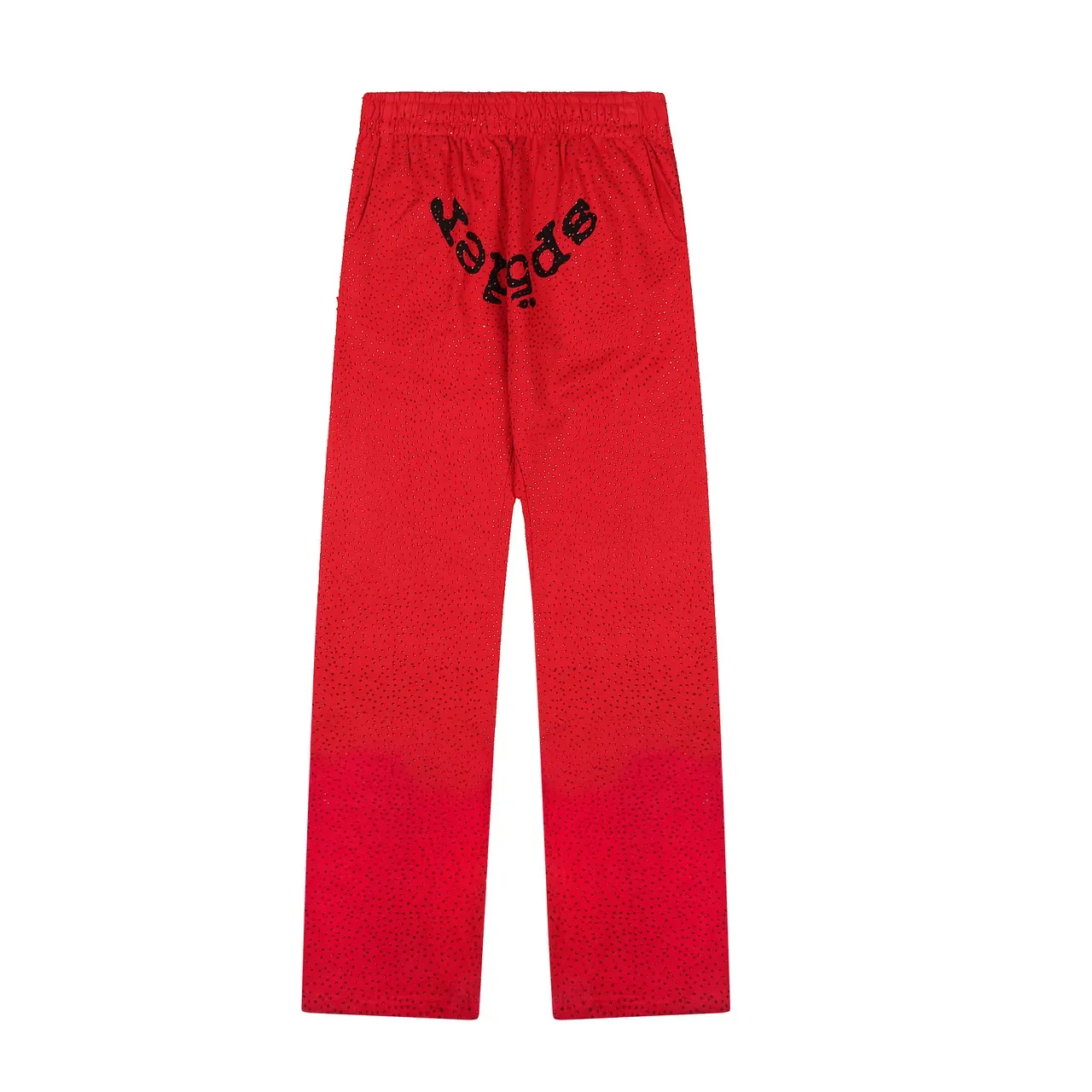 Sp5der Red Perforated Fabric Texture Arched Embroidered Logo Tracksuit 13
