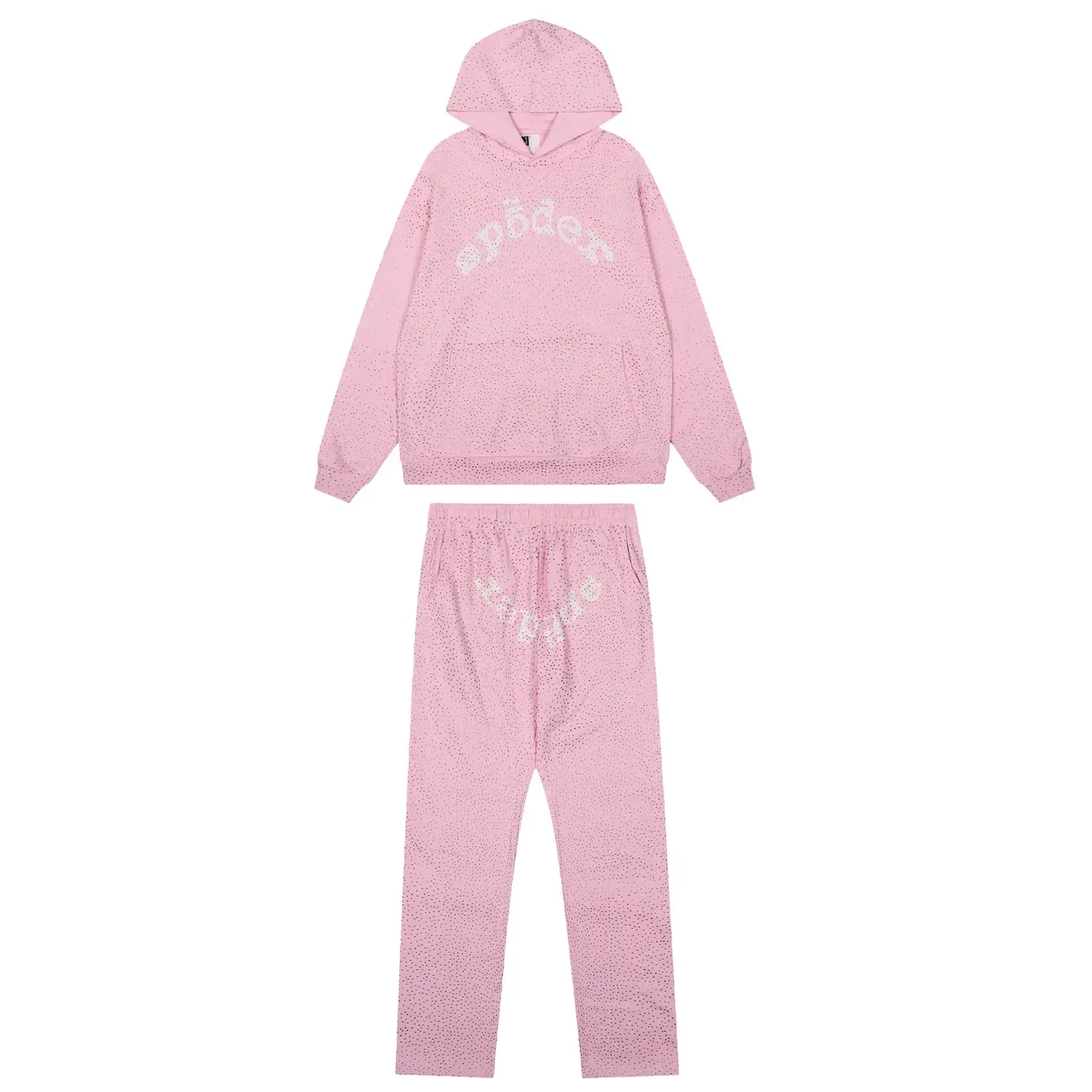 Sp5der Red Perforated Fabric Texture Arched Embroidered Logo Tracksuit 21