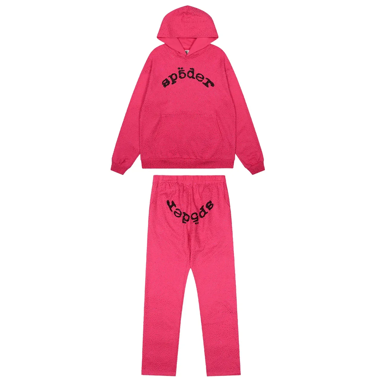 Sp5der Red Perforated Fabric Texture Arched Embroidered Logo Tracksuit 22