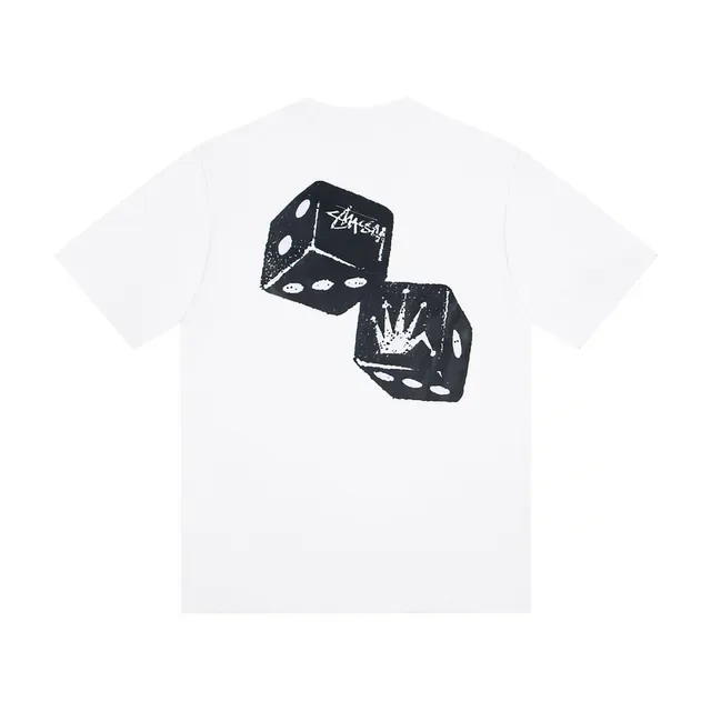 Stussy Dice Graphic White Black Print Motif T-Shirt 3