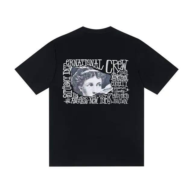 Stussy Stock Logo White and Black Graphic T-Shirt 2