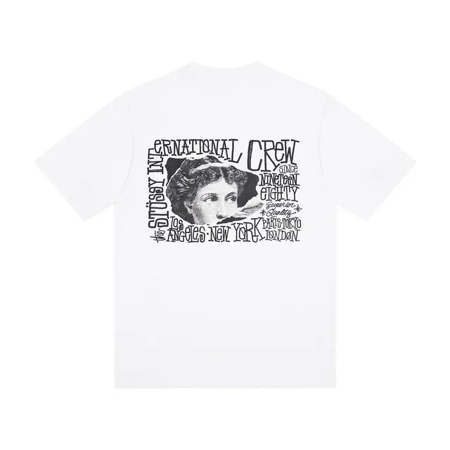 Stussy Stock Logo White and Black Graphic T-Shirt 4