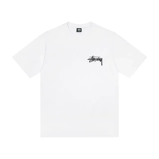 Stussy Stock Logo White and Black Graphic T-Shirt 5