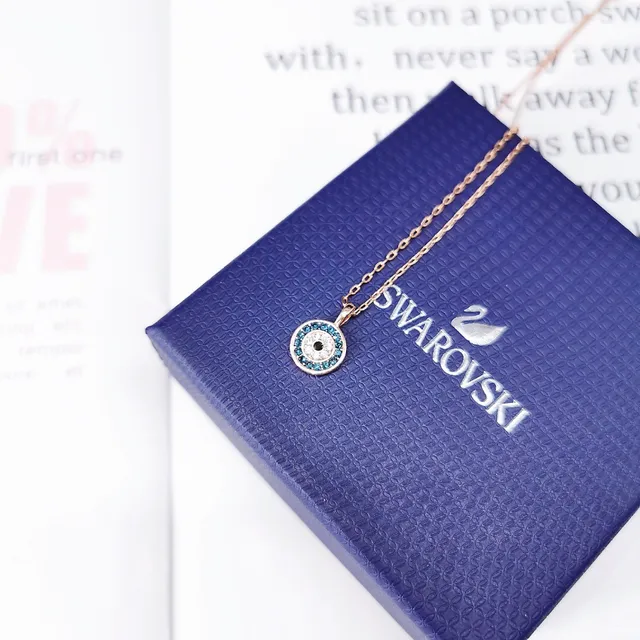 Swarovski Mauvais Œil Cristal Pavé Ton Or Rose Collier 2