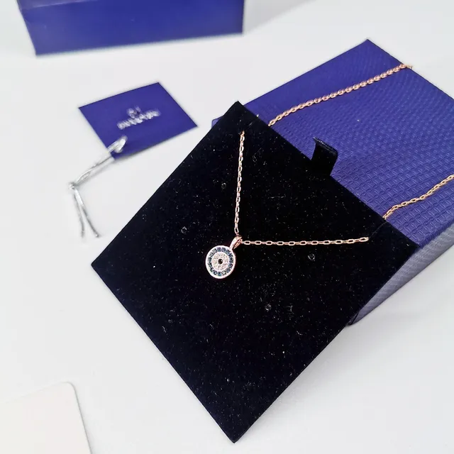 Swarovski Mauvais Œil Cristal Pavé Ton Or Rose Collier 3