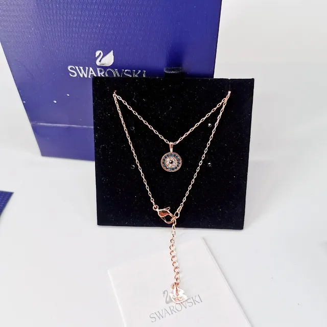 Swarovski Mauvais Œil Cristal Pavé Ton Or Rose Collier 4