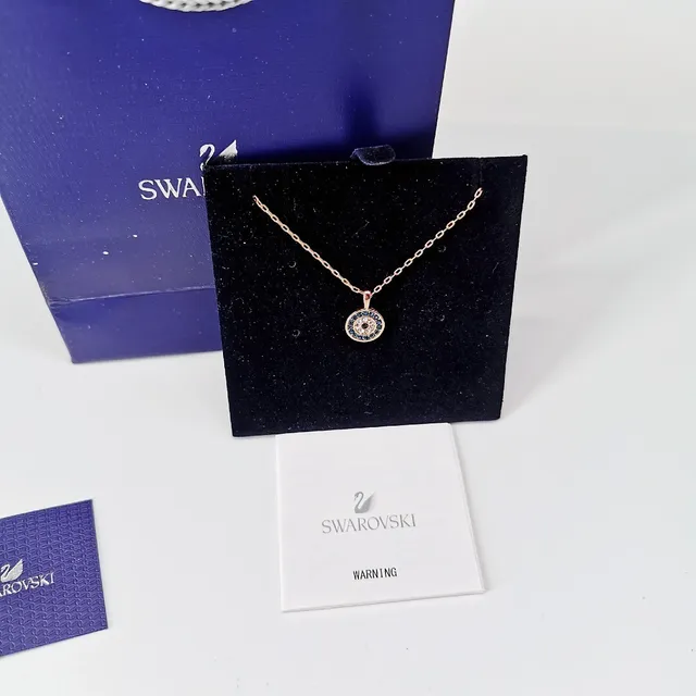 Swarovski Mauvais Œil Cristal Pavé Ton Or Rose Collier 5