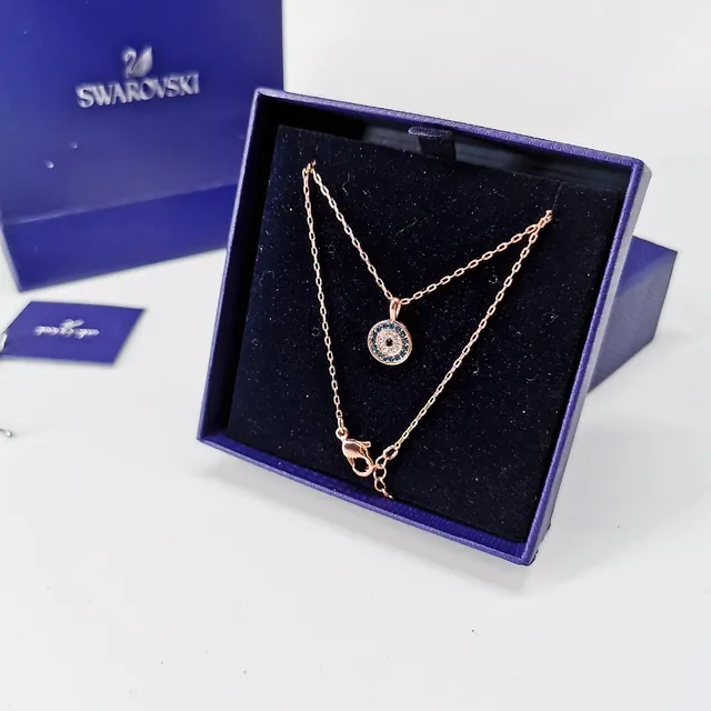 Swarovski Mauvais Œil Cristal Pavé Ton Or Rose Collier 6
