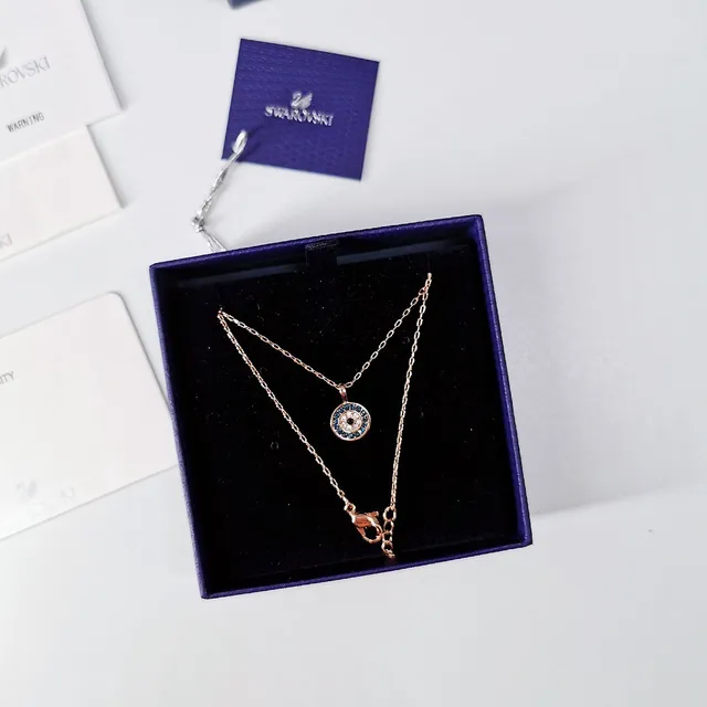 Swarovski Mauvais Œil Cristal Pavé Ton Or Rose Collier 7