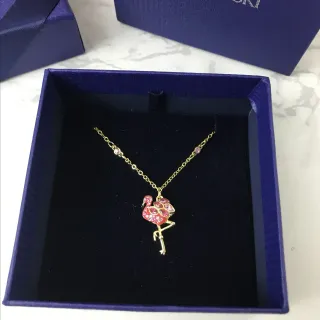 Swarovski Flamingo Enamel and Crystal Pendant Necklace