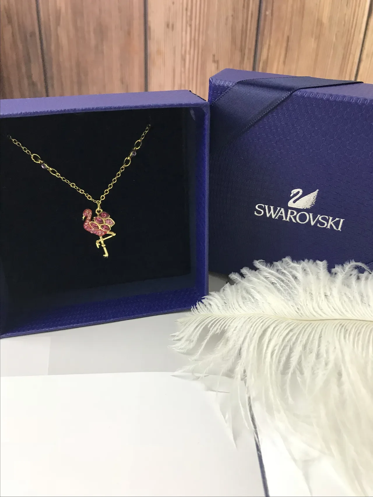 Swarovski Flamingo Enamel and Crystal Pendant Necklace 2