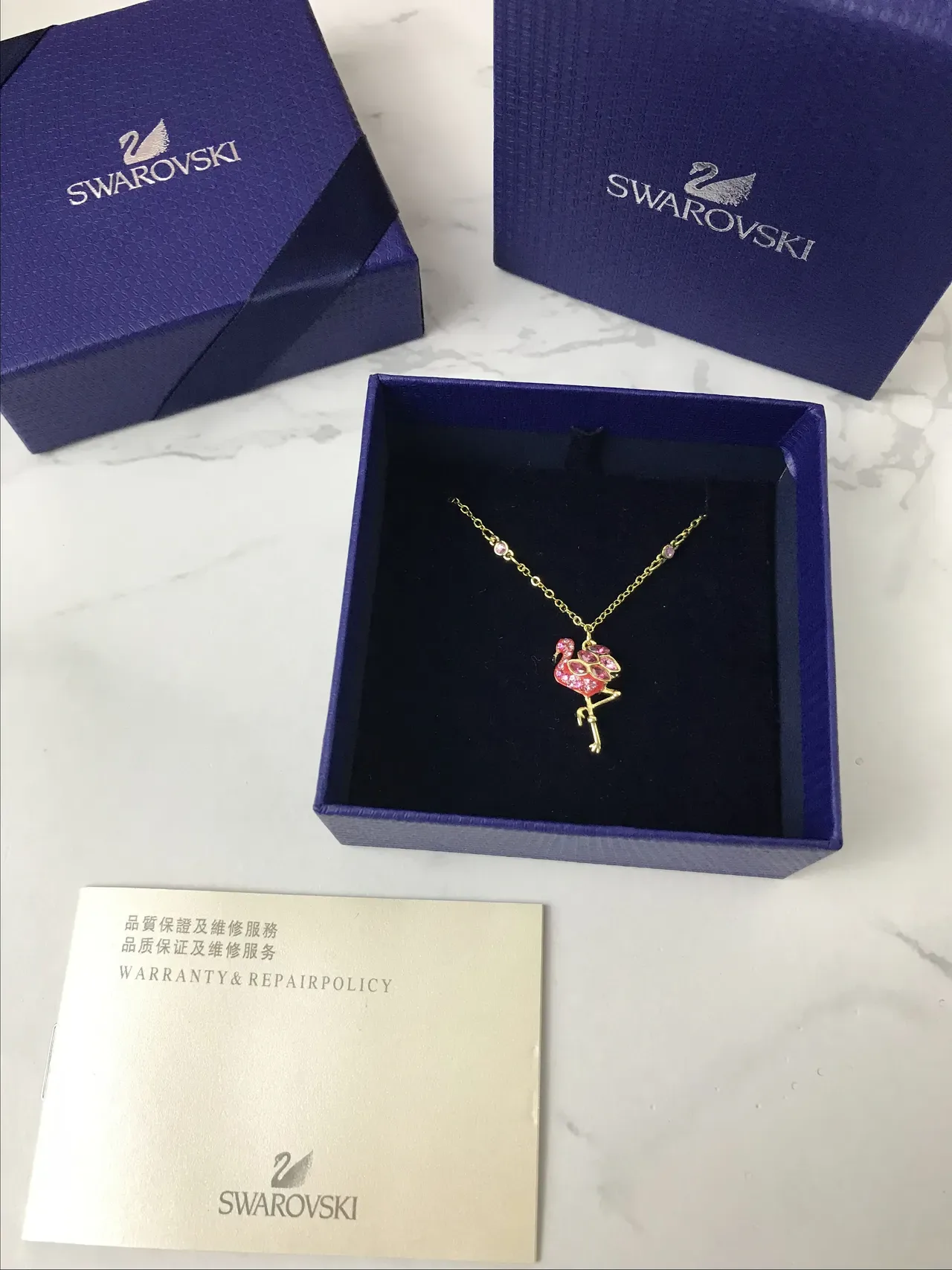 Swarovski Flamingo Enamel and Crystal Pendant Necklace 4
