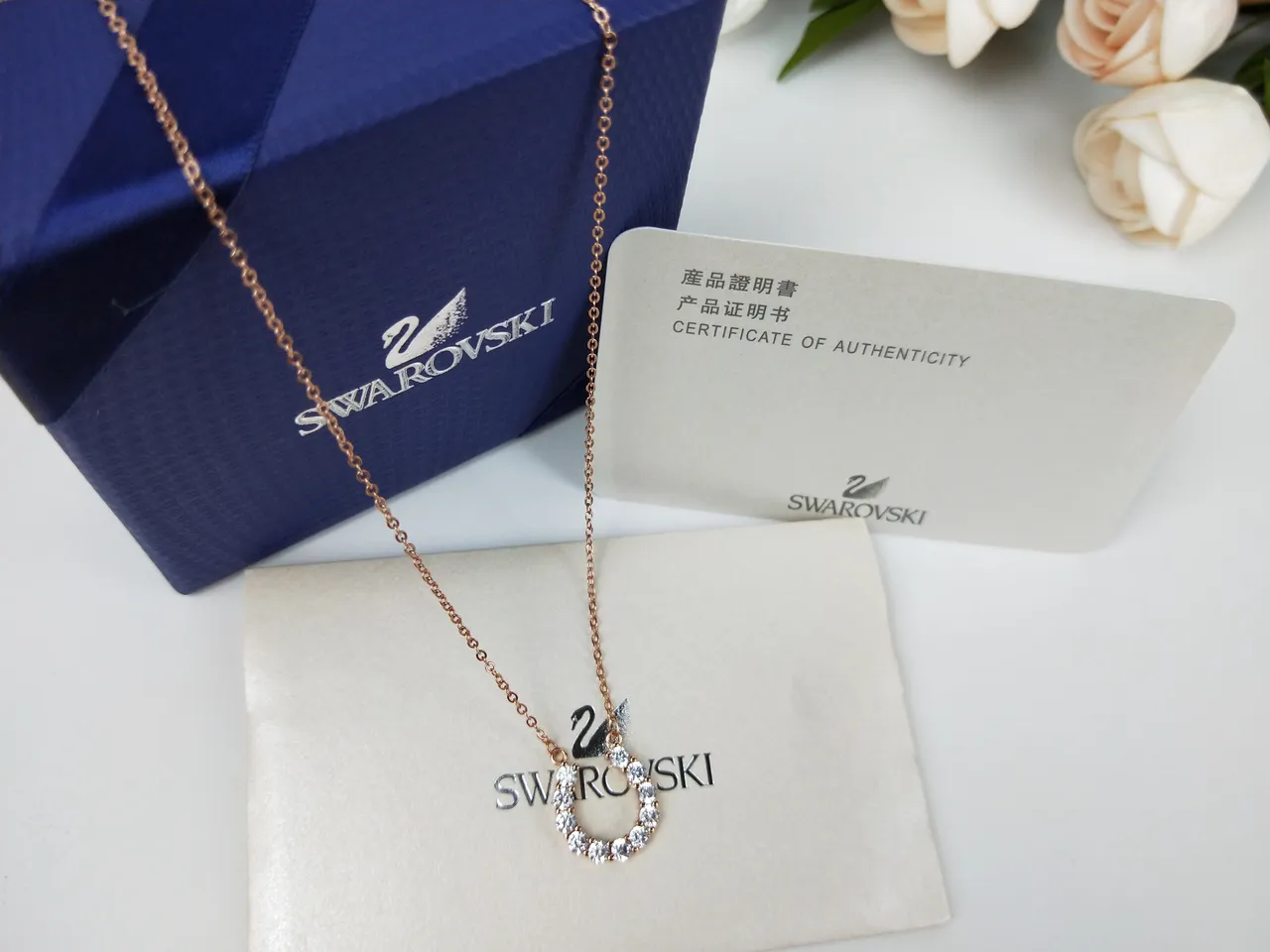 Collier pendentif cristal halo or rose Swarovski 2