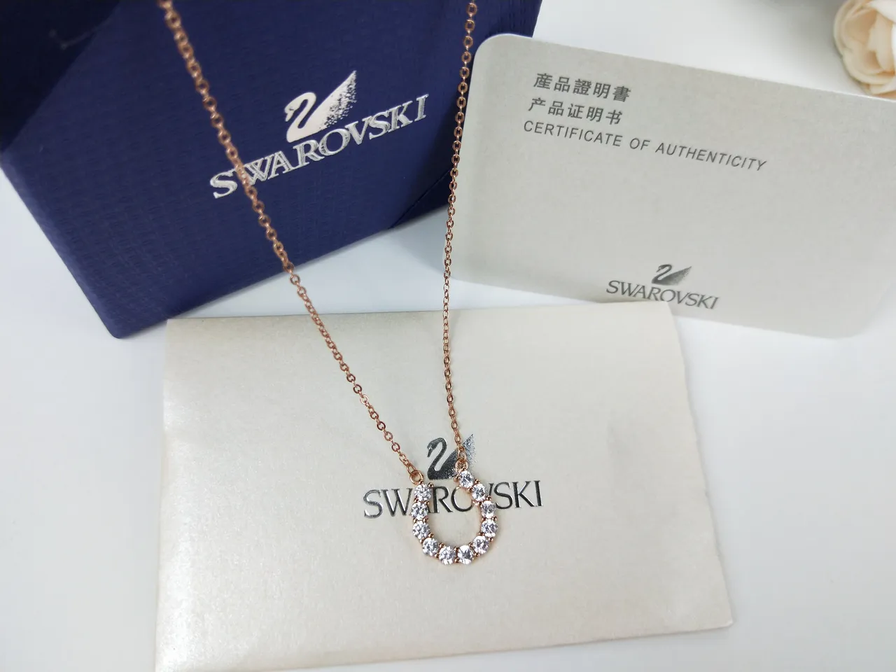 Collier pendentif cristal halo or rose Swarovski 3