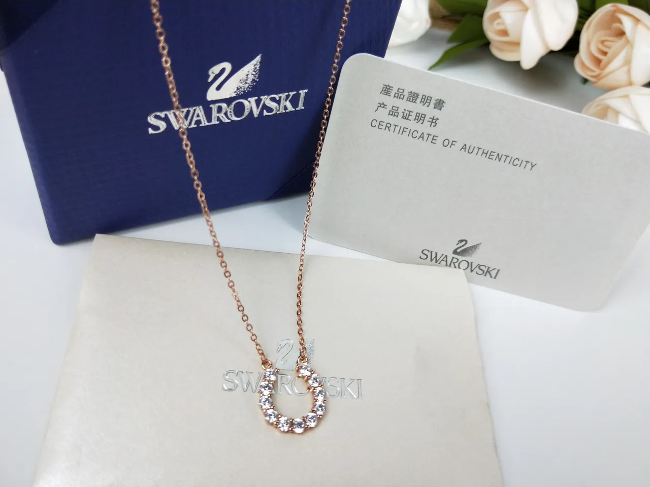 Collier pendentif cristal halo or rose Swarovski 4