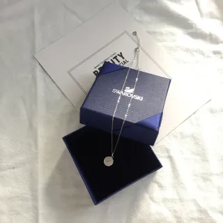 Swarovski Silver Blue Chain Round Crystal-Embellished Pendant Necklace