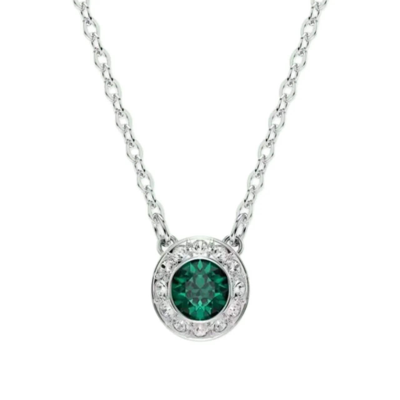 Swarovski Argent Transparents Coupe Coussin Pierre Centrale Halo Pavé Collier 2