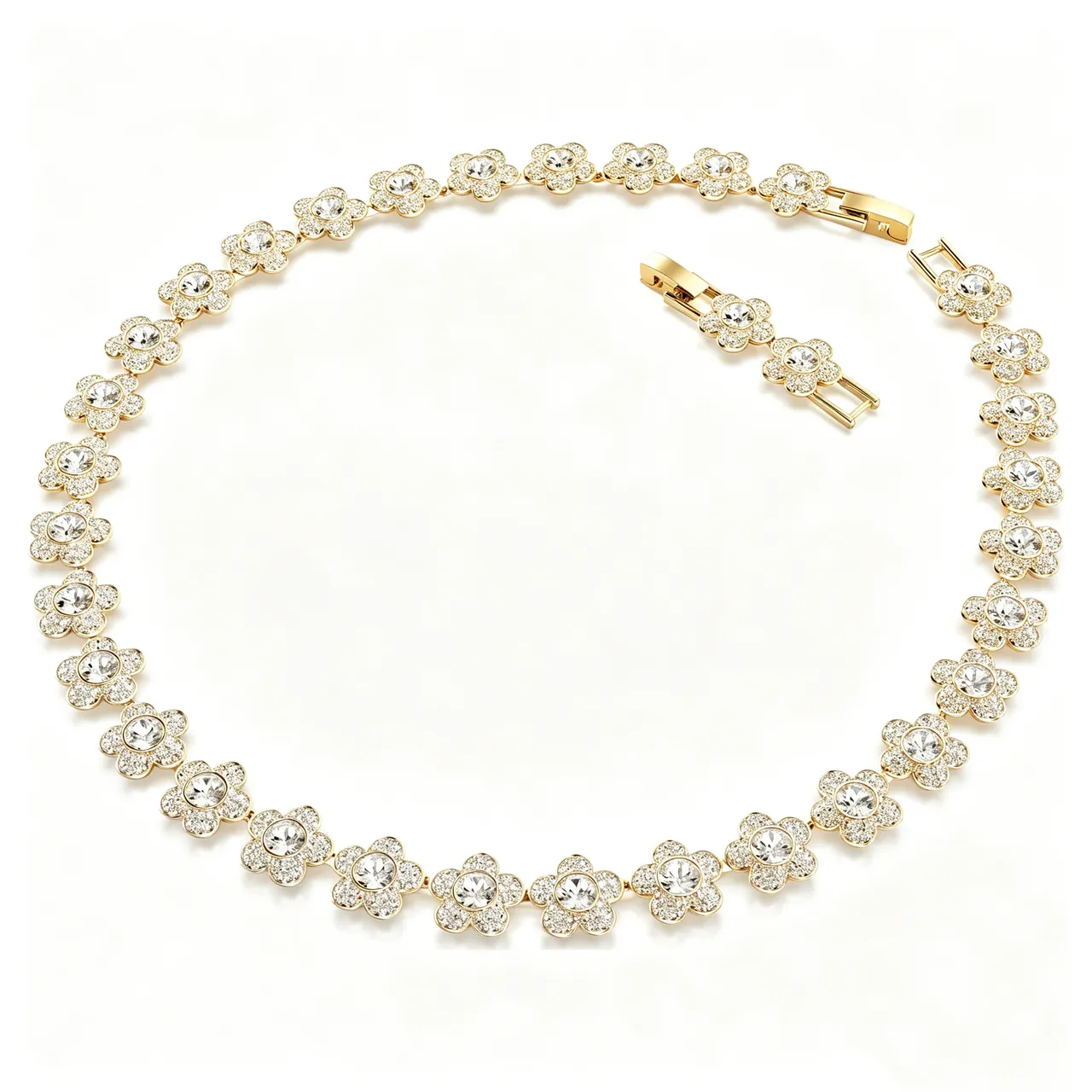 Swarovski Argent Transparents Coupe Coussin Pierre Centrale Halo Pavé Collier 14