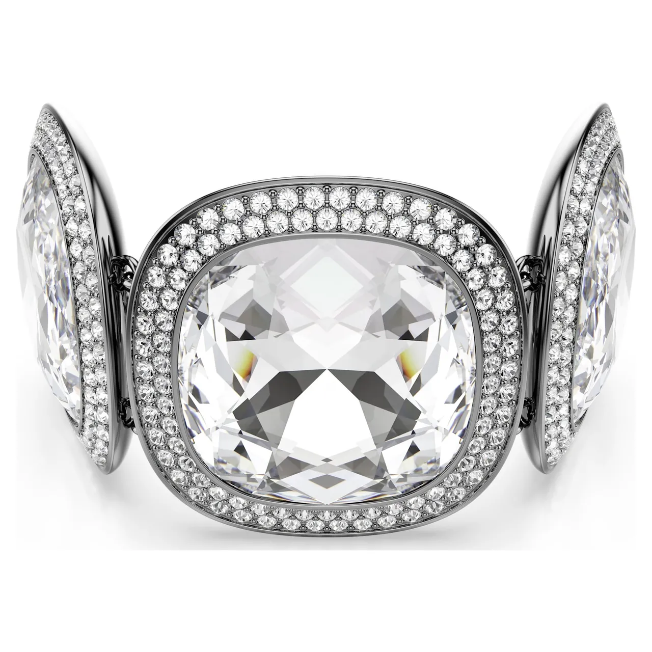 Swarovski Argent Transparents Coupe Coussin Pierre Centrale Halo Pavé Collier 18