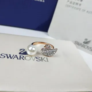 Swarovski Swan Pavé Crystal and Pearl Open Ring