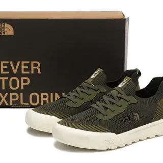 The North Face Army Green White Knit Upper Low-Top Silhouette Lifestyle Sneakers