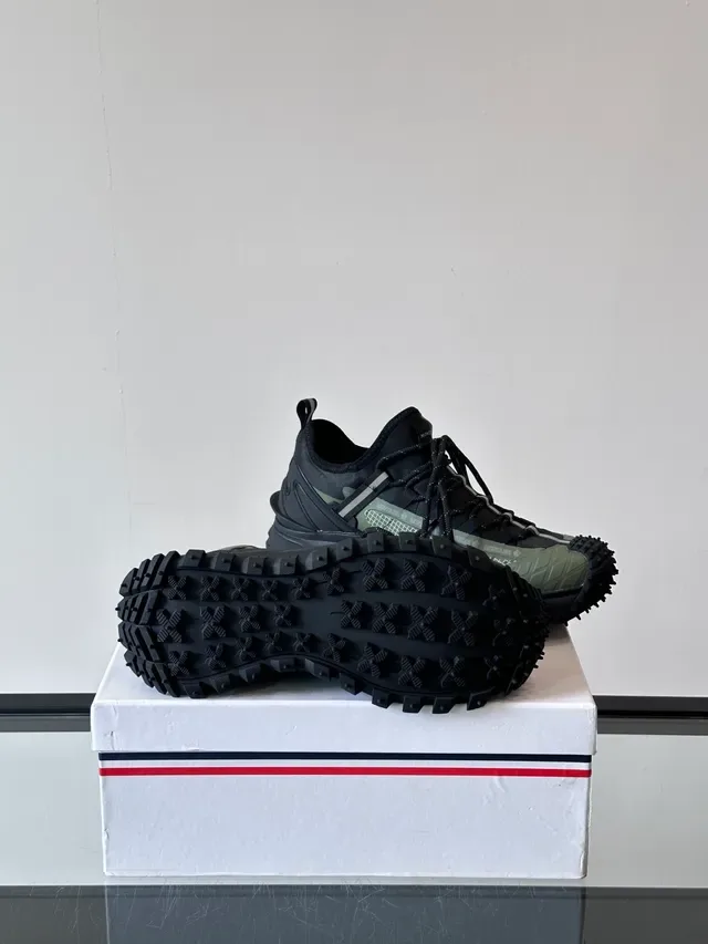 Thom Browne Black Army Green Rugged Lug Sole Mesh And Synthetic Overlay Lifestyle Sneakers 2