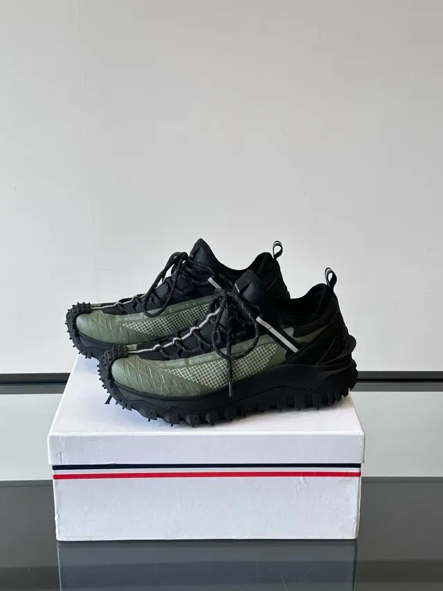 Thom Browne Black Army Green Rugged Lug Sole Mesh And Synthetic Overlay Lifestyle Sneakers 4