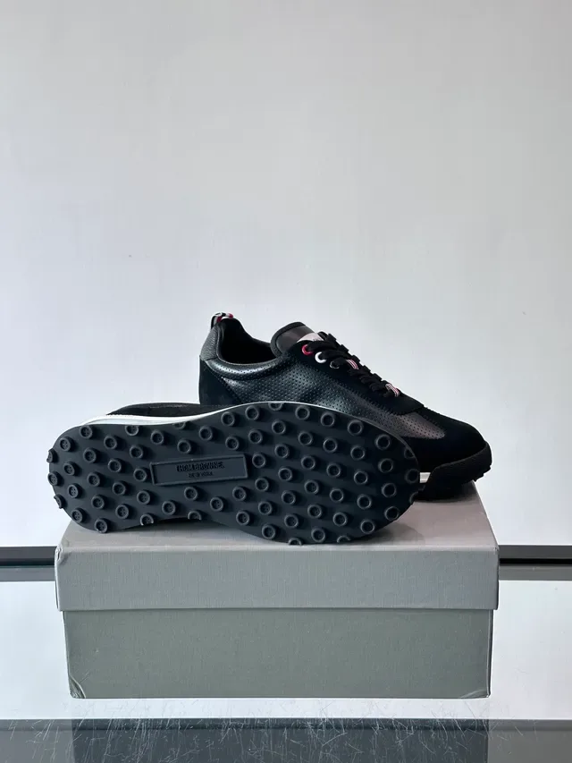 Thom Browne Black Perforated Suede Lifestyle Sneakers 2
