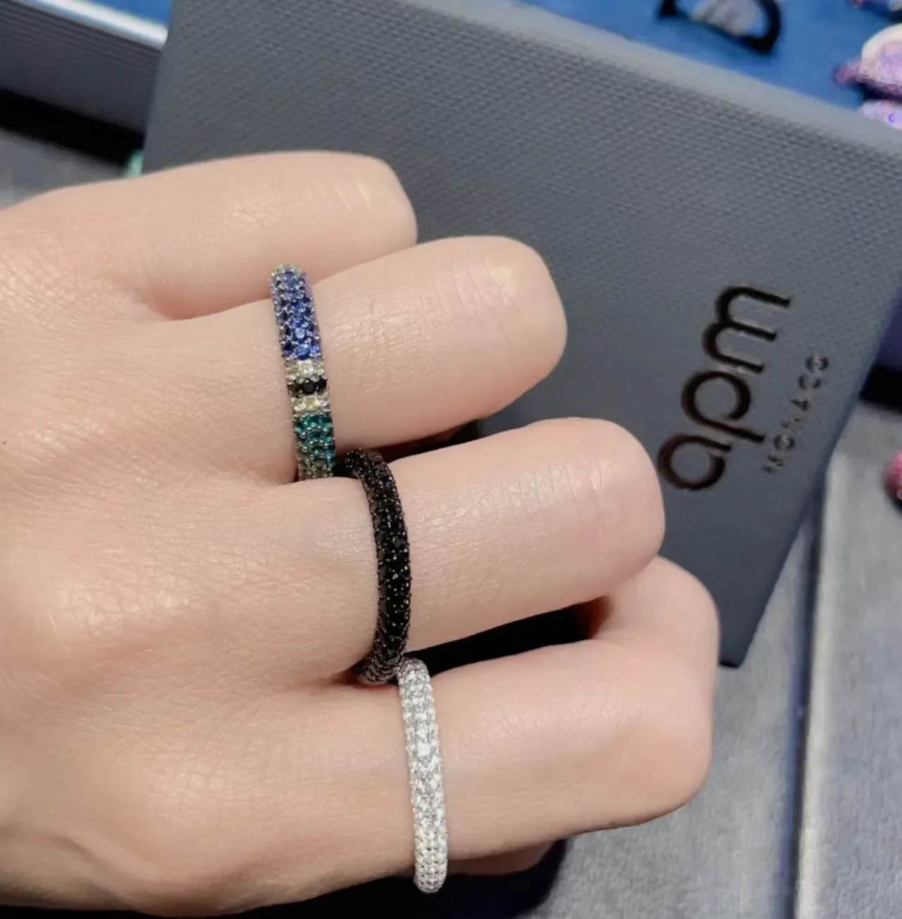Tiffany & Co. Bague Ovale Pavé-Set Argent Bleu Marine 5