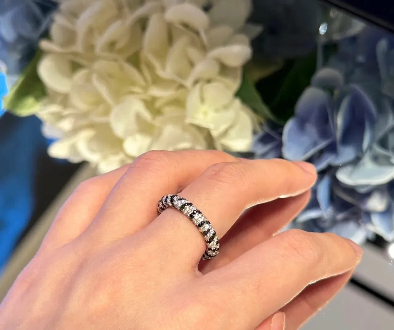 Tiffany & Co. Silver White Pavé-Set Wide Band Ring 4