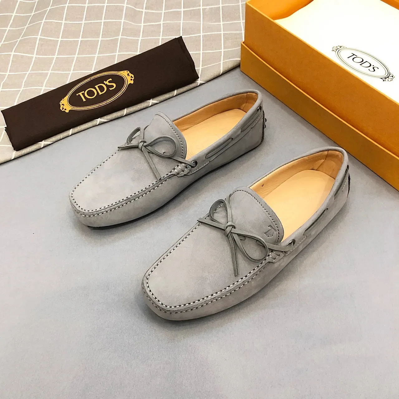 Tod's Bow Loafer Gray Suede Loafers 2