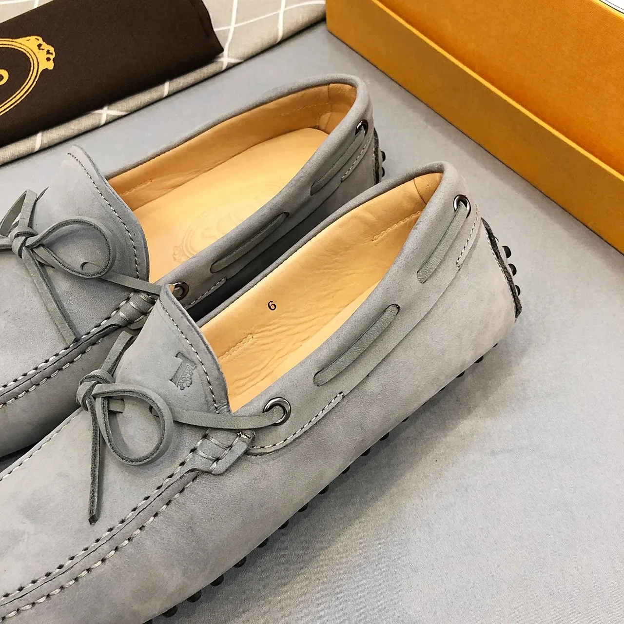 Tod's Bow Loafer Gray Suede Loafers 5