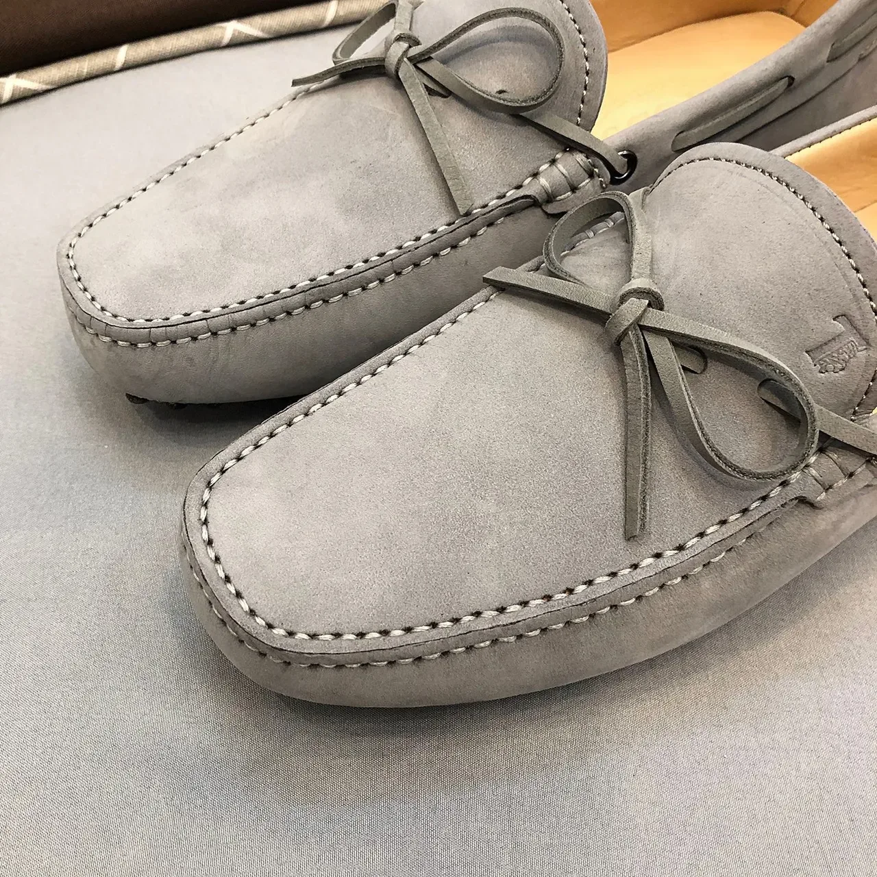 Tod's Bow Loafer Gray Suede Loafers 6