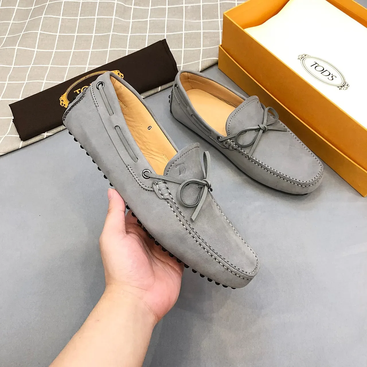 Tod's Bow Loafer Gray Suede Loafers 9