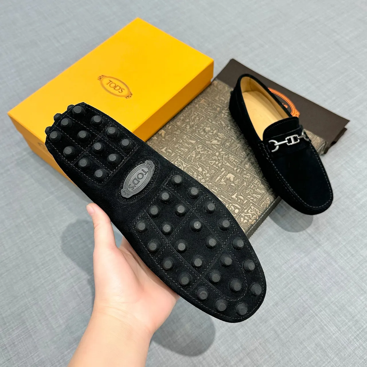Tod's Horsebit Loafer Velours Noir 5