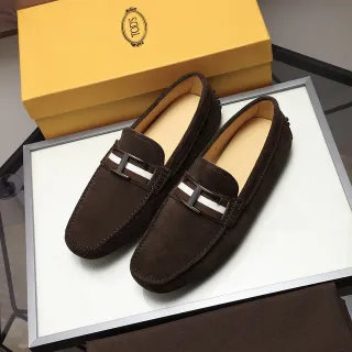 Tod's Gommino Loafer Marrón Blanco Ante Superior T-Bar Hebilla de Metal Loafer