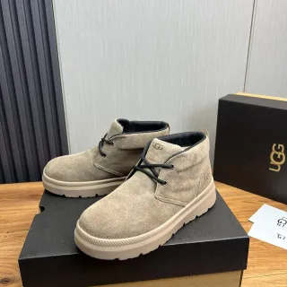 UGG Beige Black Suede Upper Lace-Up Chukka Ankle Boots