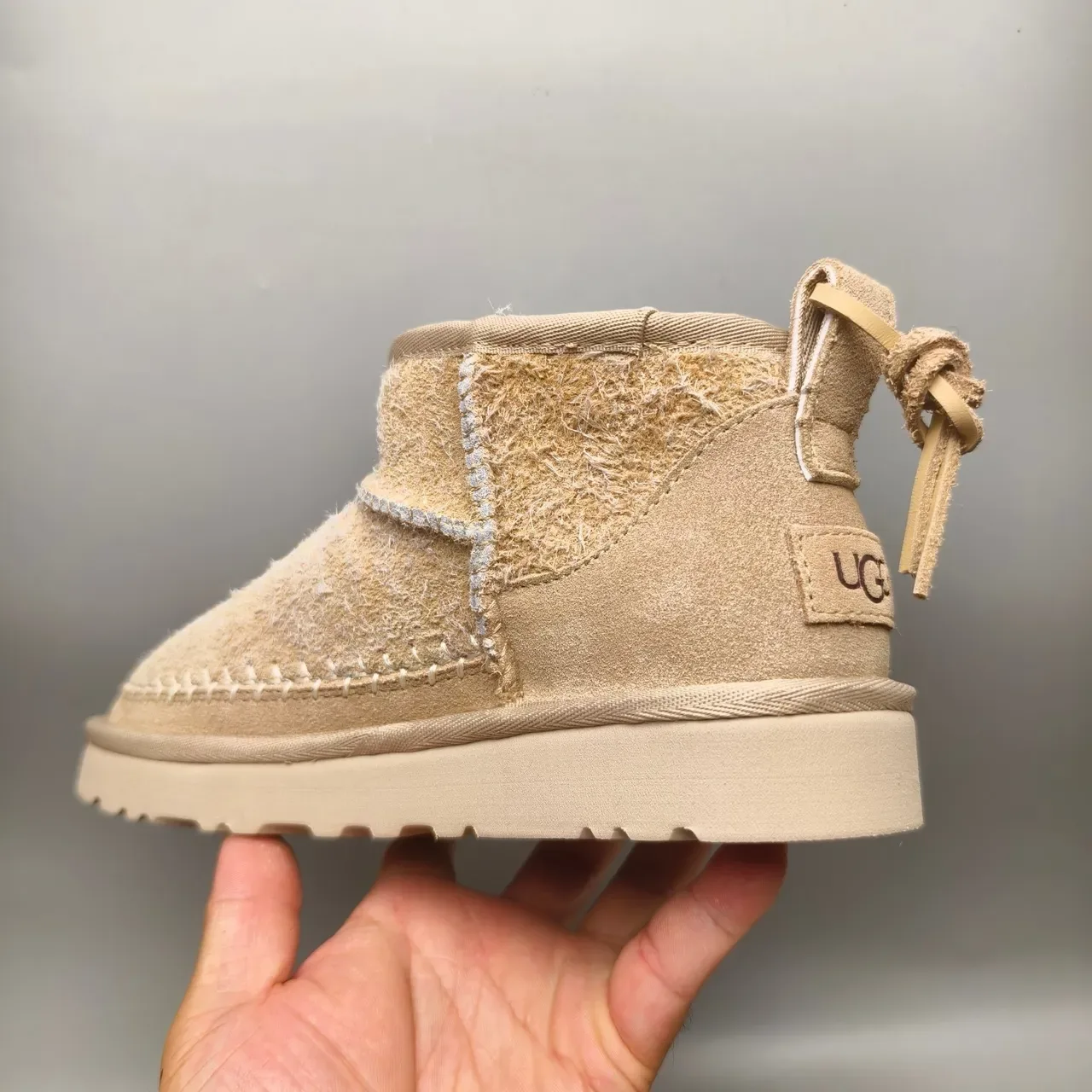 UGG Beige White Shearling-Lined Suede Upper Snow Boots 4