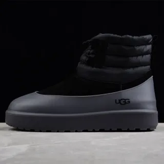 UGG Black Gray Padded Quilted Collar Rubber Toe Cap Snow Boots