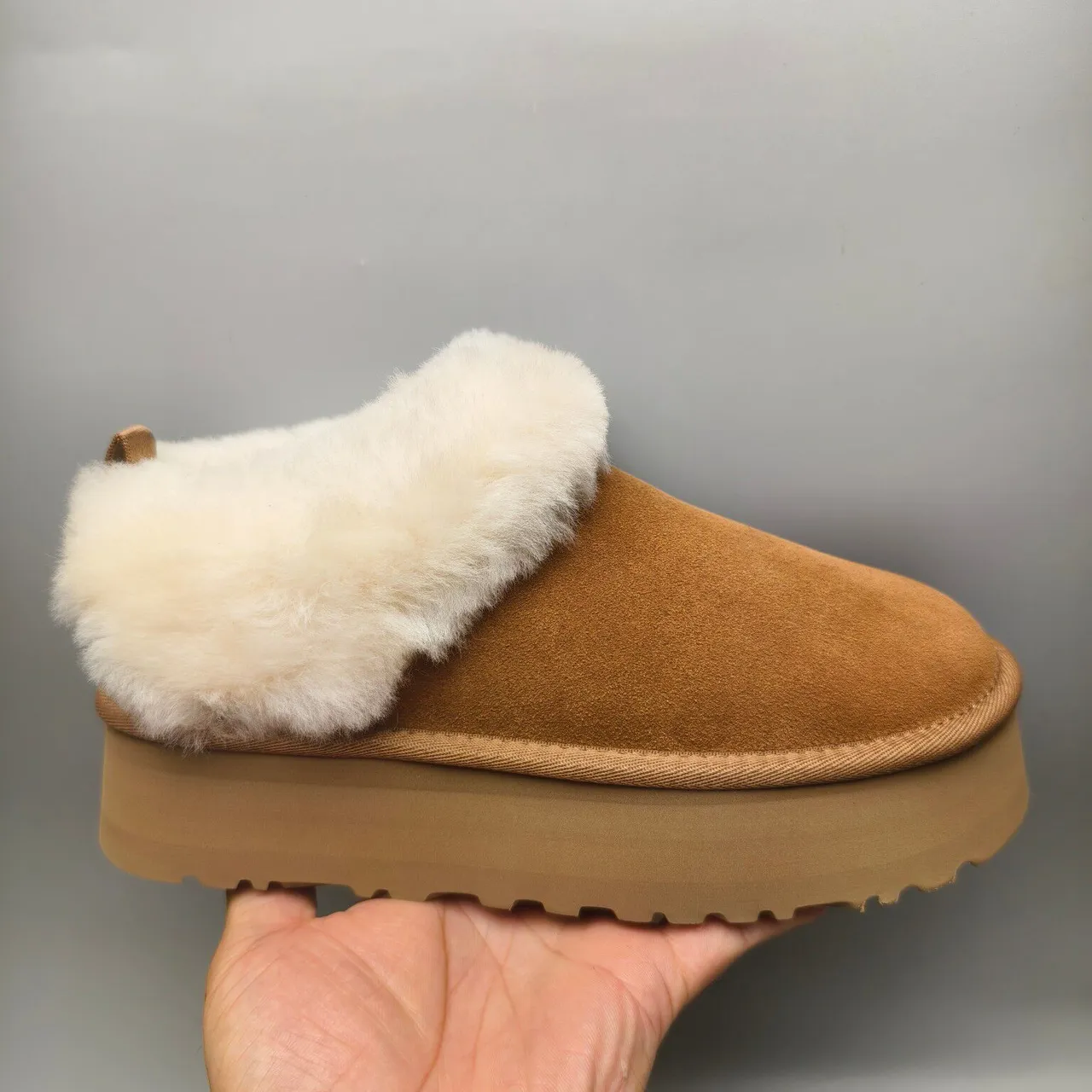 UGG Brown Beige Shearling-Lined Suede Upper Casual Shoes 2