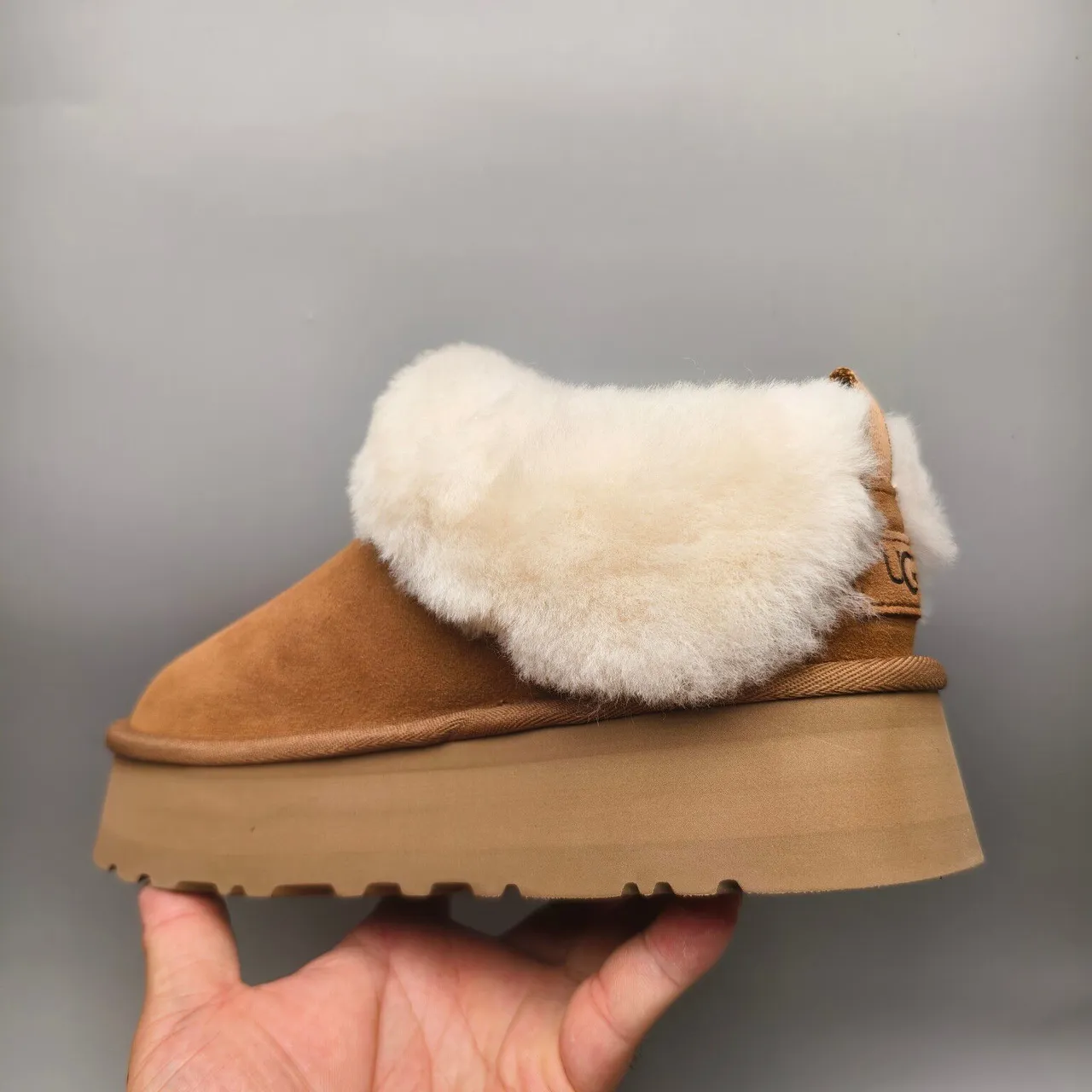 UGG Brown Beige Shearling-Lined Suede Upper Casual Shoes 4