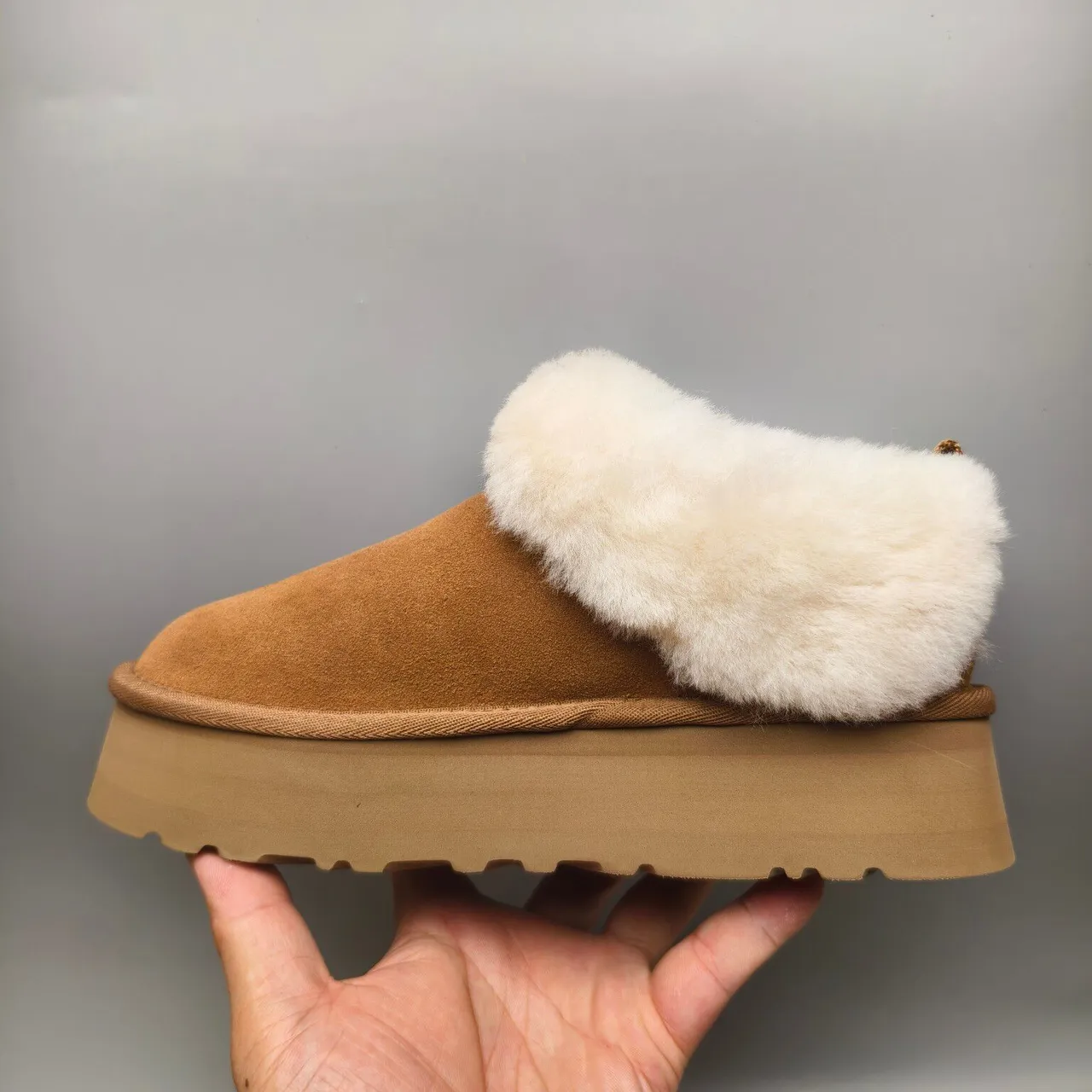 UGG Brown Beige Shearling-Lined Suede Upper Casual Shoes 7