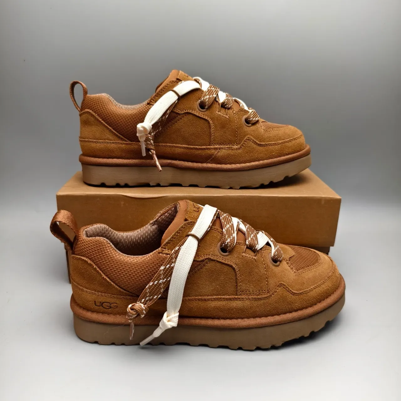UGG Brown Beige Suede Upper Dual-Lace System Lifestyle Sneakers 5